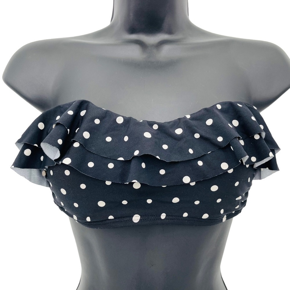 Eco Swim by Aqua Green bikini top polka dot ruffle strapless women's size 8‎